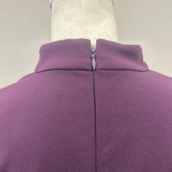 Eliza J Purple Sheath Dress with Mandarin Collar and Bell Sleeves - Picture 3 of 7